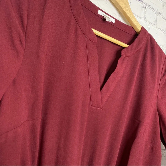 Maurices Wine Red V-Neck Tie Waist Flare Bell Sleeve Dress Size XS - Picture 6 of 12